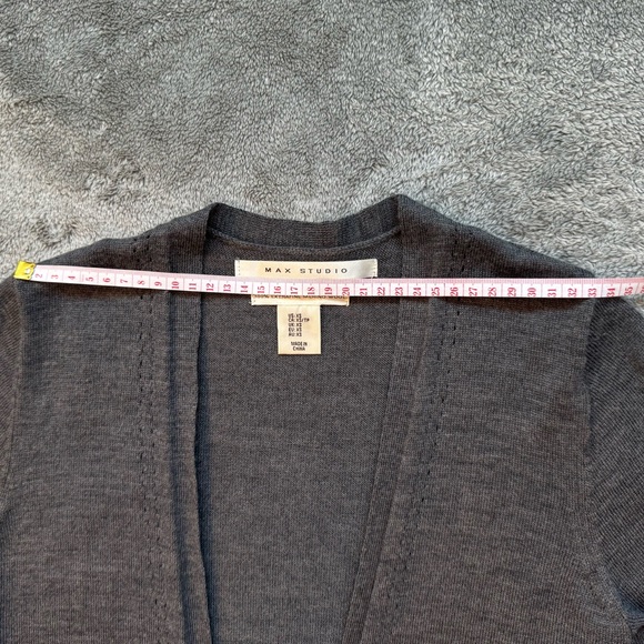 Max Studio 100% Extra Fine Merino Wool Duster Cardigan - Grey/Gray XS fits S too - Picture 4 of 14